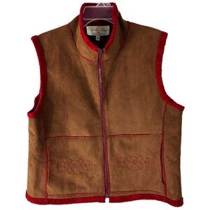 Tasha Polizzi Faux Suede Leather Embroidered Vest Size Medium